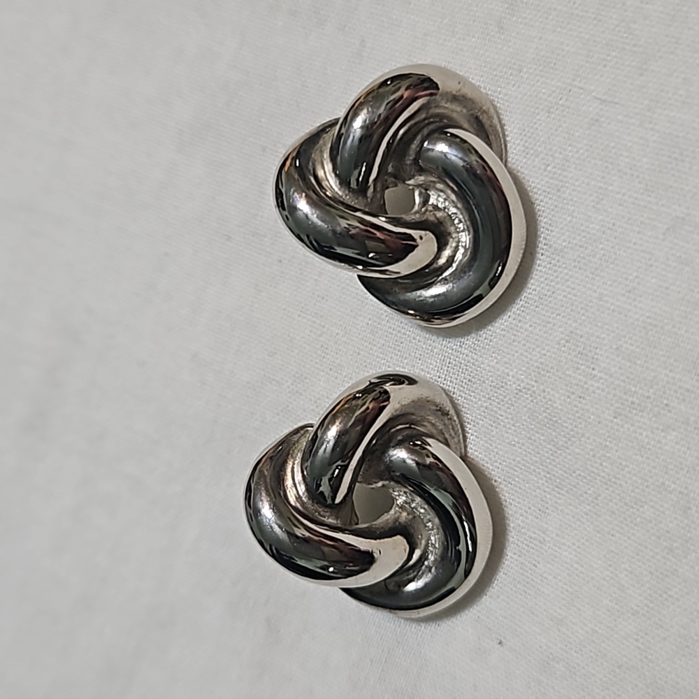 TAT Silver-tone Knotted Design Post Earrings